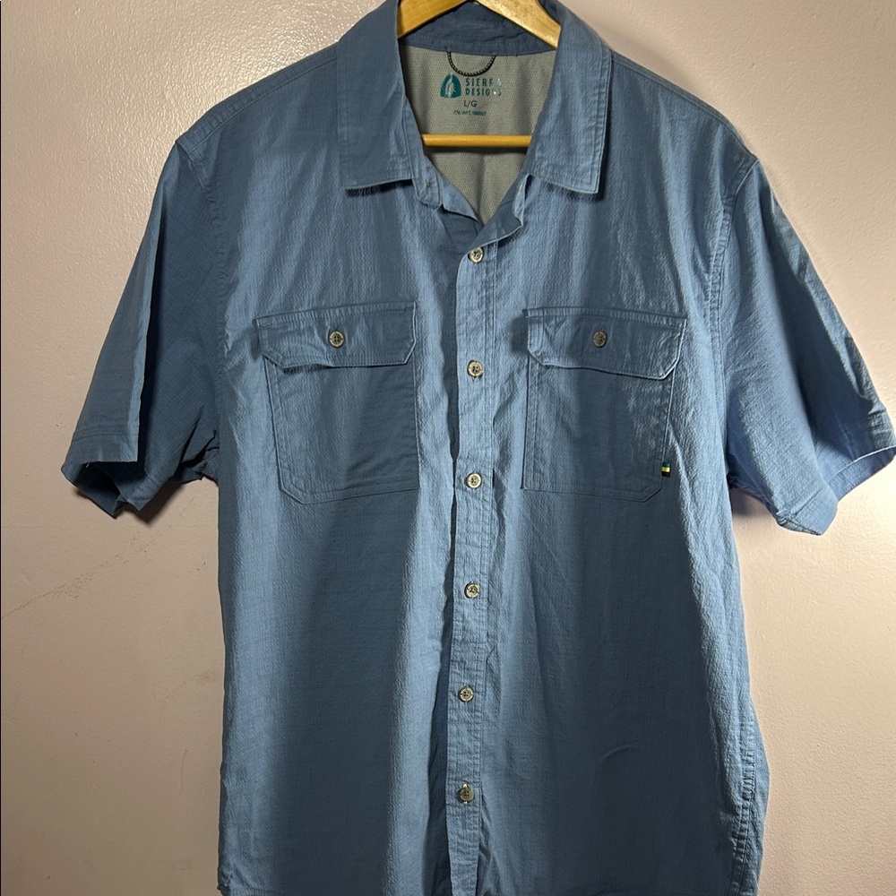 Sierra Designs Men’s Short Sleeve Button-Down Shirt - Blue